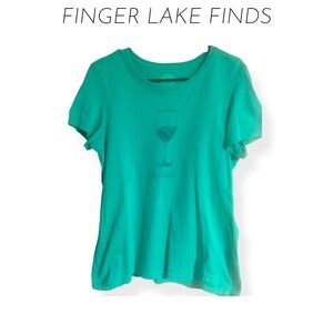 Life is Good Aqua Green Graphic T-Shirt, M